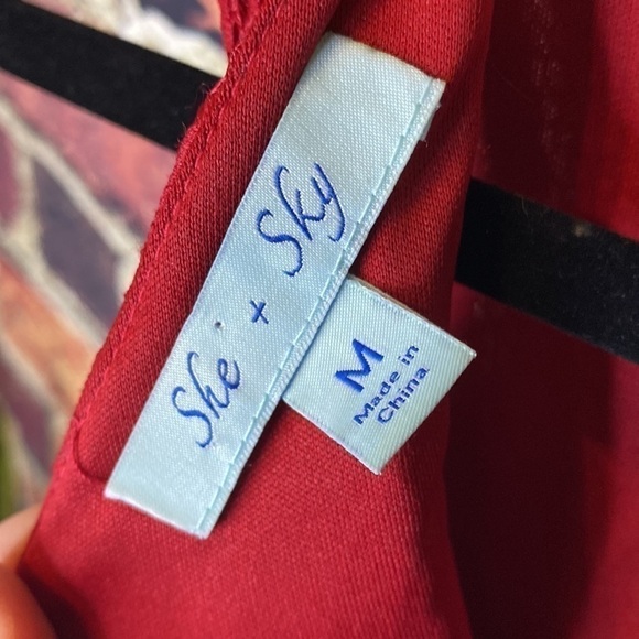 She + Sky Red Fit & Flare Skater Laser Cut Dress Size M - Picture 12 of 13